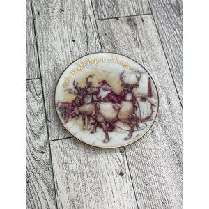 VTG 1991 The Night Before Christmas Mini Plate Summit Corp Santa Reindeer